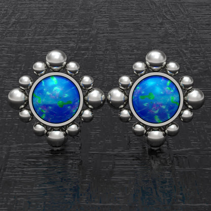 Stud Earrings Opal - TitaniumFashion