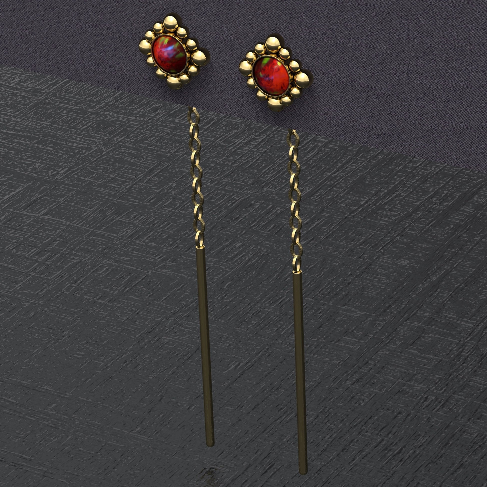 Drop Chain Earrings Opal - TitaniumFashion