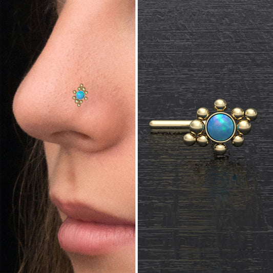 Opal Nose Stud Ring Surgical Steel - TitaniumFashion