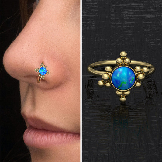 Surgical Steel Nose Hoop Opal - TitaniumFashion