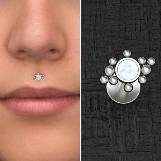 Titanium Lip Ring Opal - TitaniumFashion