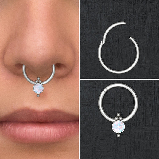 Opal Septum Hoop Titanium Implant Grade - TitaniumFashion