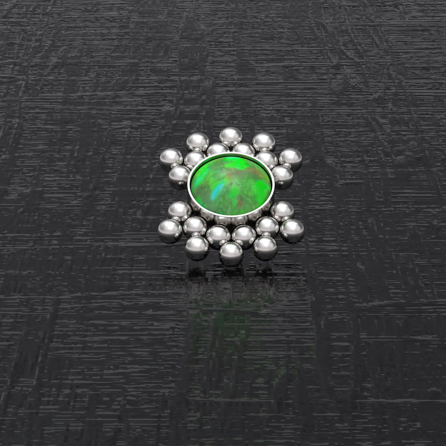 Surgical Steel Dermal Piercing Opal - TitaniumFashion