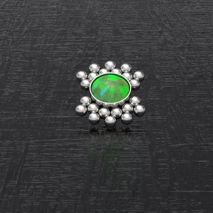 Surgical Steel Dermal Piercing Opal - TitaniumFashion