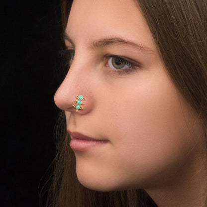 Opal Nose Stud Ring Surgical Steel - TitaniumFashion