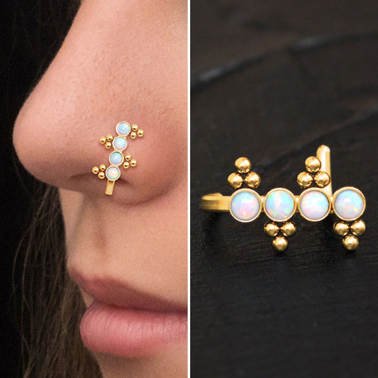 Nose Ring Stud Opal - TitaniumFashion