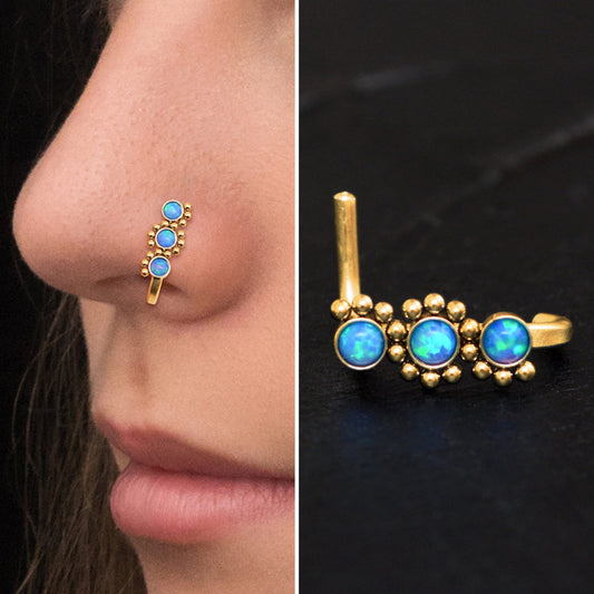 Opal Nose Stud Ring Surgical Steel - TitaniumFashion