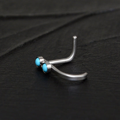 Titanium Nose Stud Ring Turquoise - TitaniumFashion