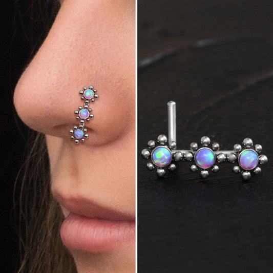 Opal Nose Stud Ring Titanium - TitaniumFashion