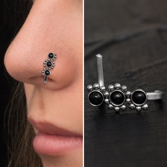 Titanium Nose Hoop With Stud - TitaniumFashion