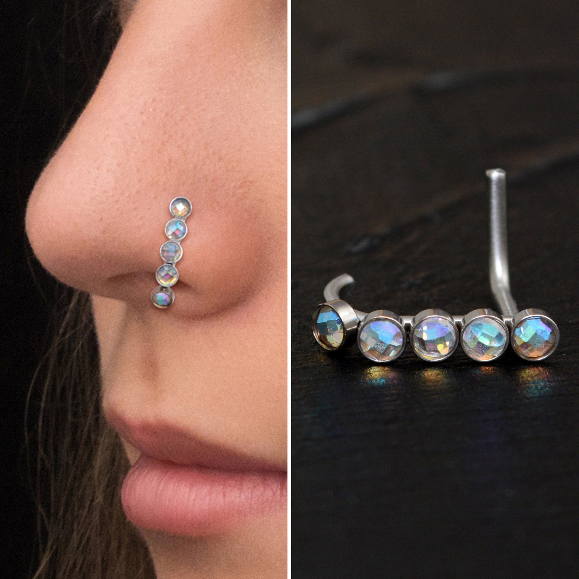 Titanium Nose Ring Stud CZ - TitaniumFashion