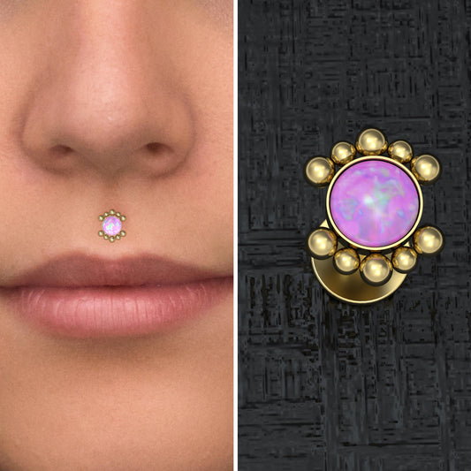 Opal Lip Piercing Surgical Steel - TitaniumFashion