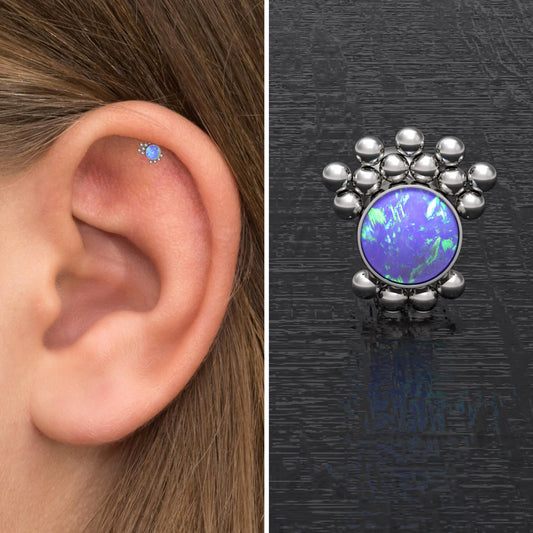 Opal Tragus Stud - TitaniumFashion