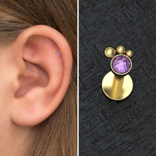 Flat Back Cartilage Earring Stud Surgical Steel - TitaniumFashion