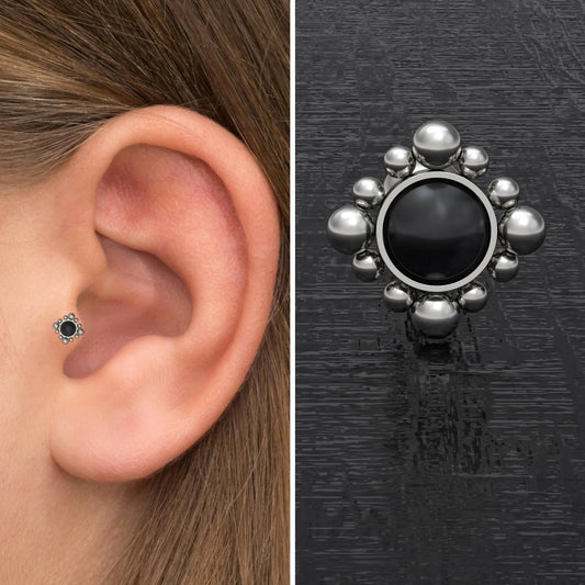 Onyx Tragus Stud Titanium - TitaniumFashion