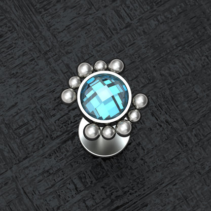 Titanium Flat Back Tragus Earring CZ - TitaniumFashion