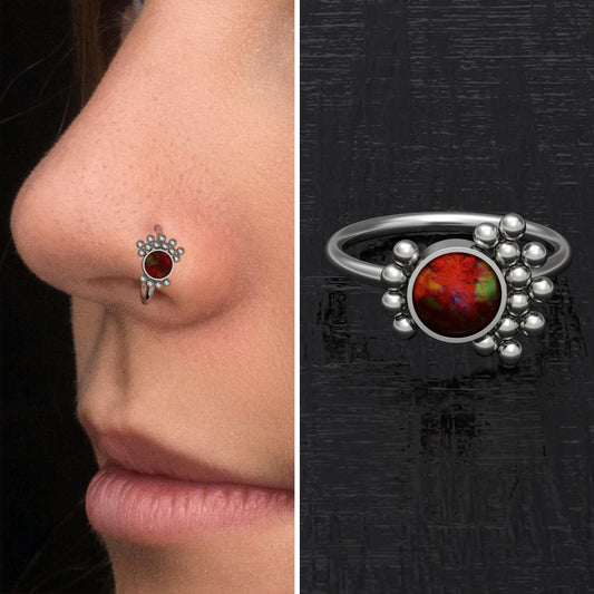 Opal Nose Jewelry Titanium - TitaniumFashion