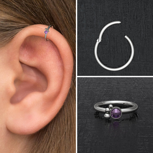 CZ Rook Earring Titanium Implant Grade - TitaniumFashion