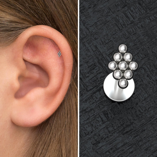 Surgical Steel Flat Back Tragus Earring - TitaniumFashion