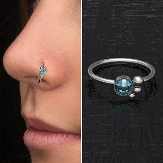 CZ Nose Ring Titanium Implant Grade - TitaniumFashion