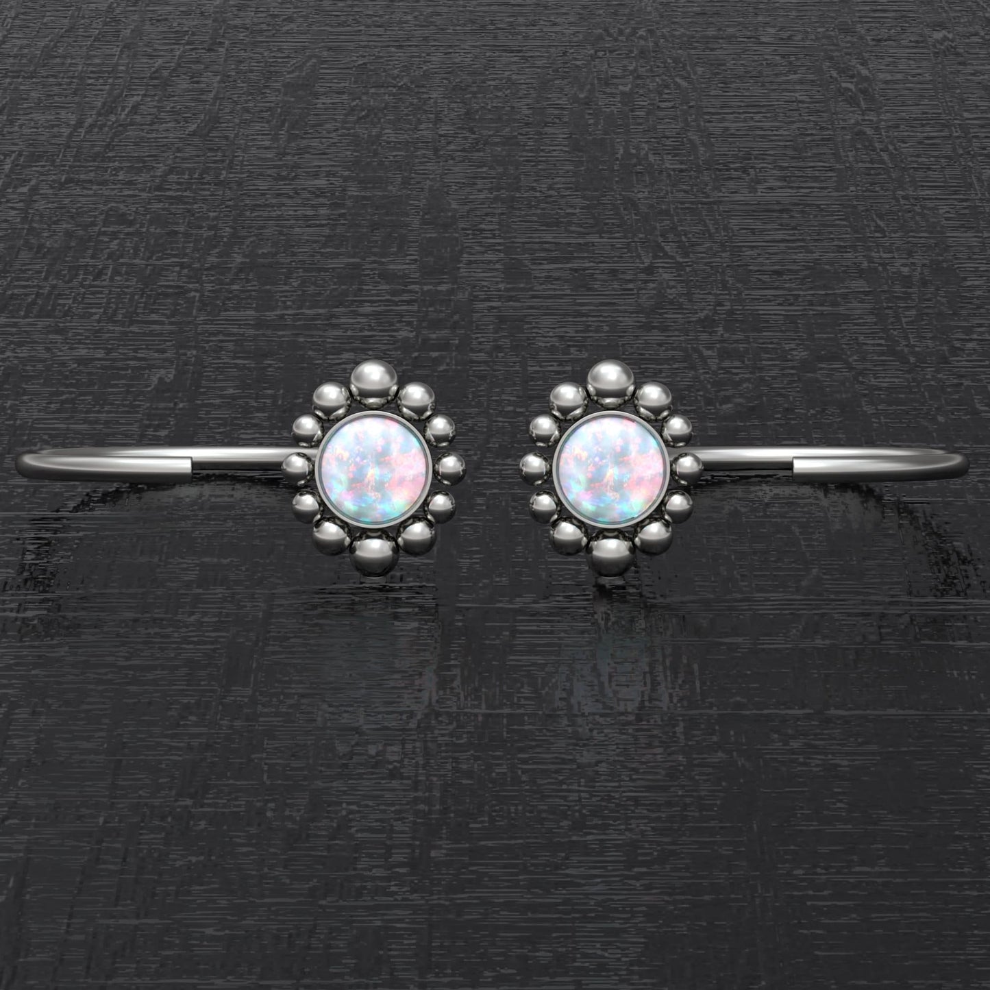 Titanium Small Hoop Earrings Opal - TitaniumFashion