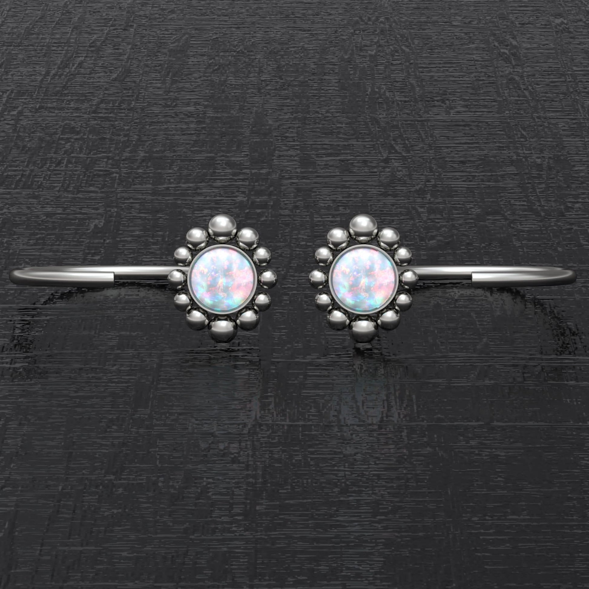 Titanium Small Hoop Earrings Opal - TitaniumFashion