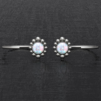 Titanium Small Hoop Earrings Opal - TitaniumFashion