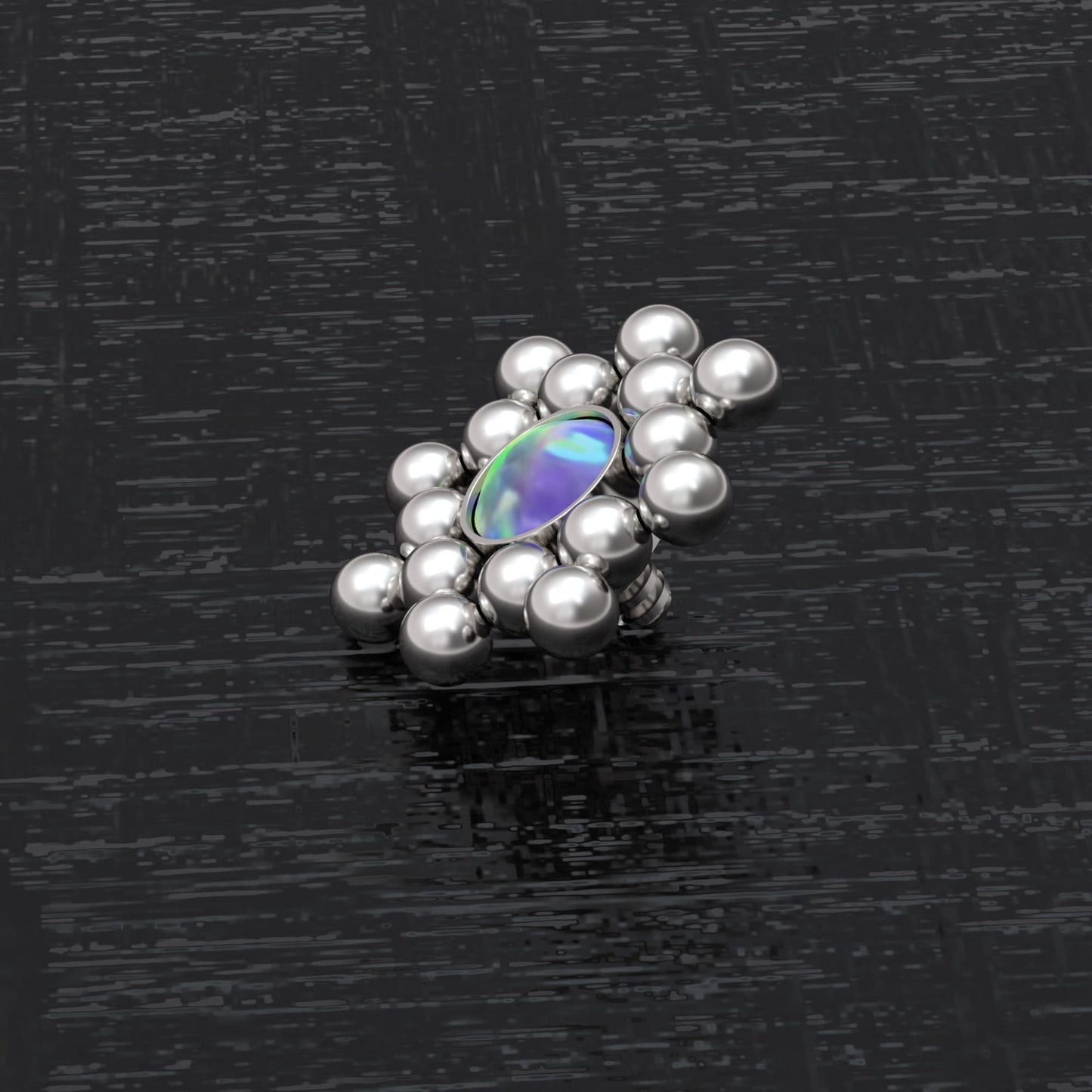 Surgical Steel Dermal Piercing Opal - TitaniumFashion