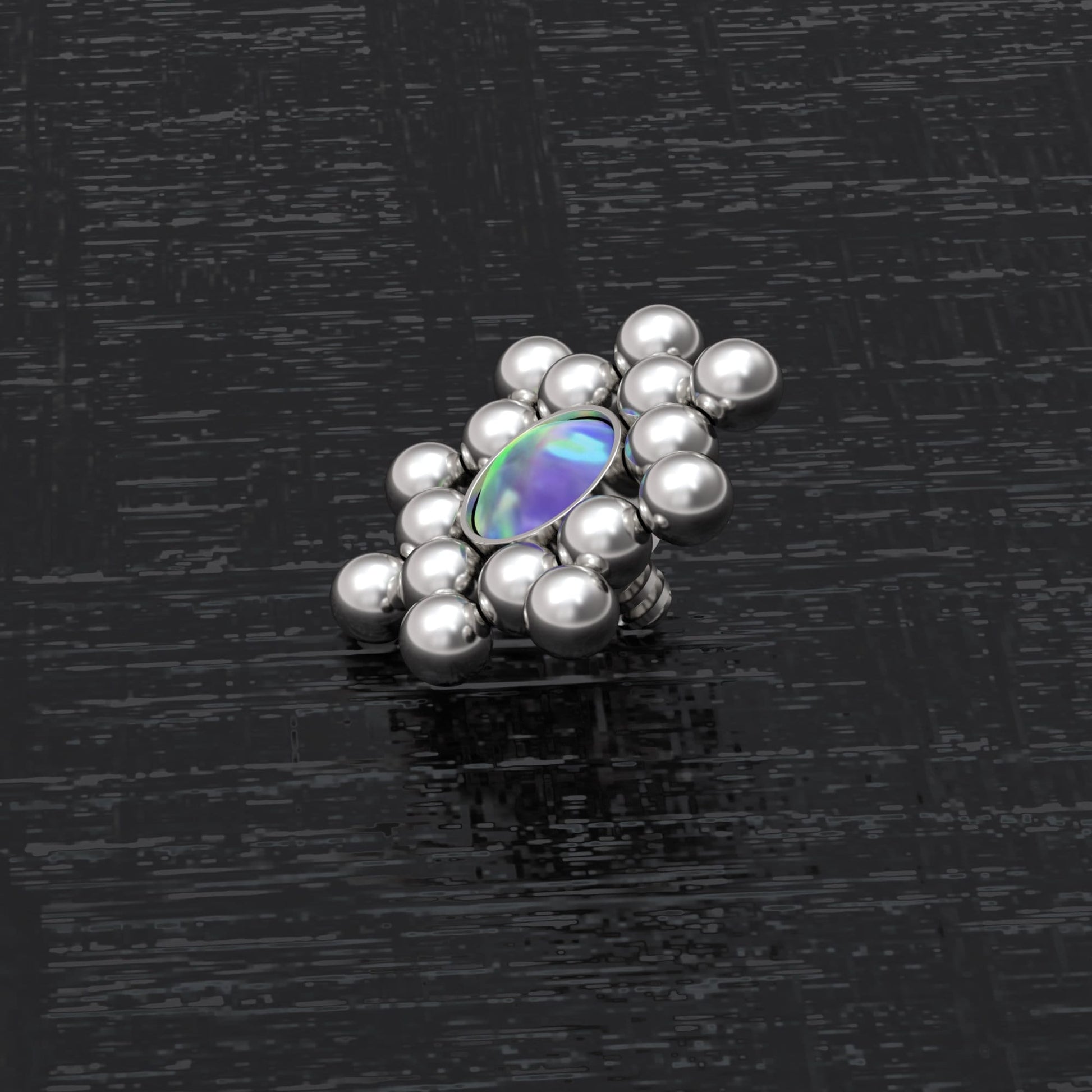 Surgical Steel Dermal Piercing Opal - TitaniumFashion