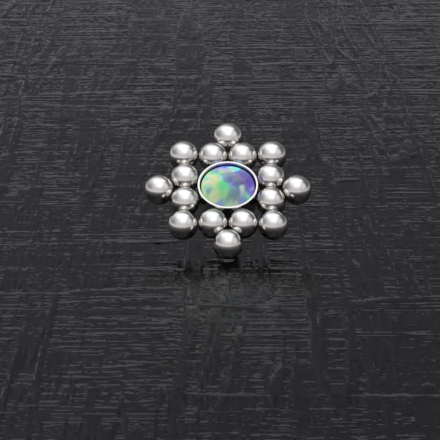 Surgical Steel Dermal Piercing Opal - TitaniumFashion