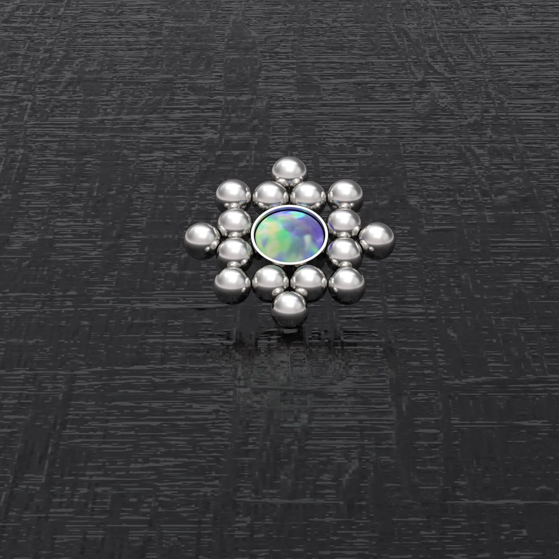 Surgical Steel Dermal Piercing Opal - TitaniumFashion
