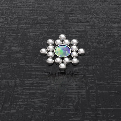 Surgical Steel Dermal Piercing Opal - TitaniumFashion