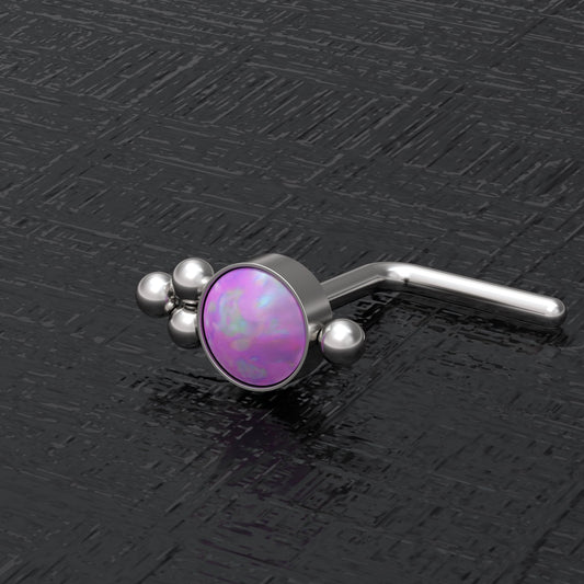 Opal Nose Stud Ring Surgical Steel - TitaniumFashion