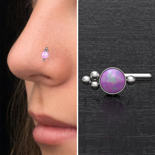 Opal Nose Stud Ring Surgical Steel - TitaniumFashion