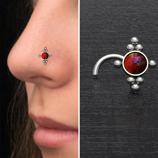 Opal Nose Bone Stud Titanium - TitaniumFashion
