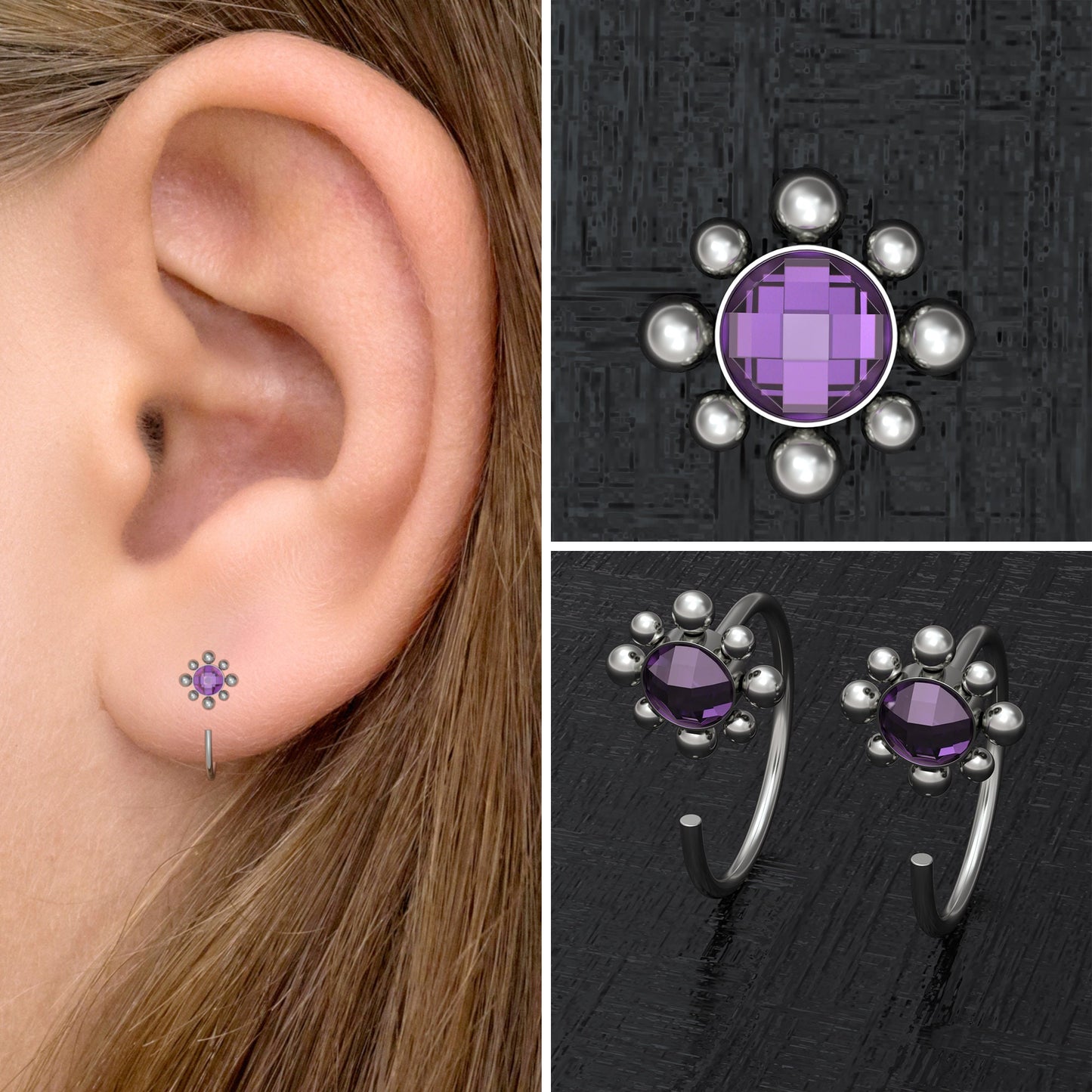 Titanium Huggie Earrings CZ - TitaniumFashion