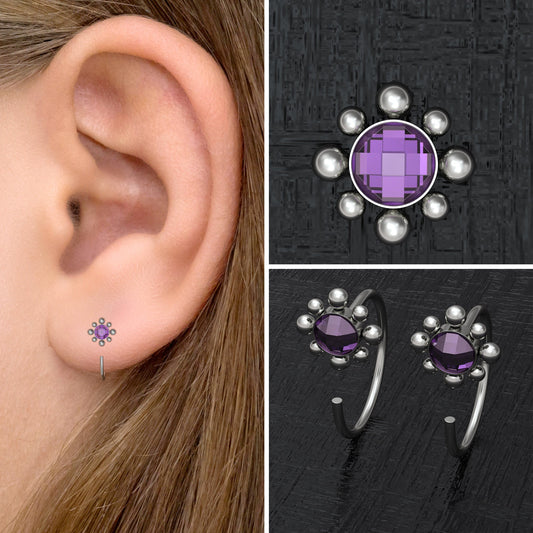 Titanium Huggie Earrings CZ - TitaniumFashion