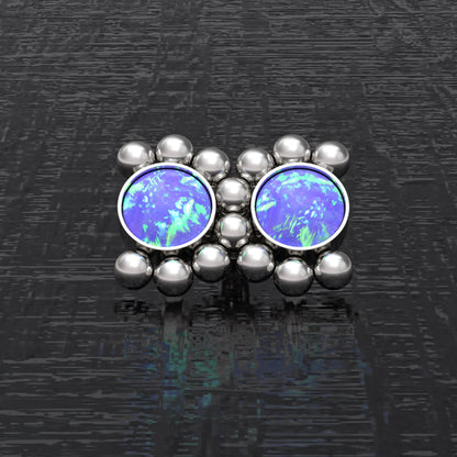 Surgical Steel Dermal Piercing Opal - TitaniumFashion