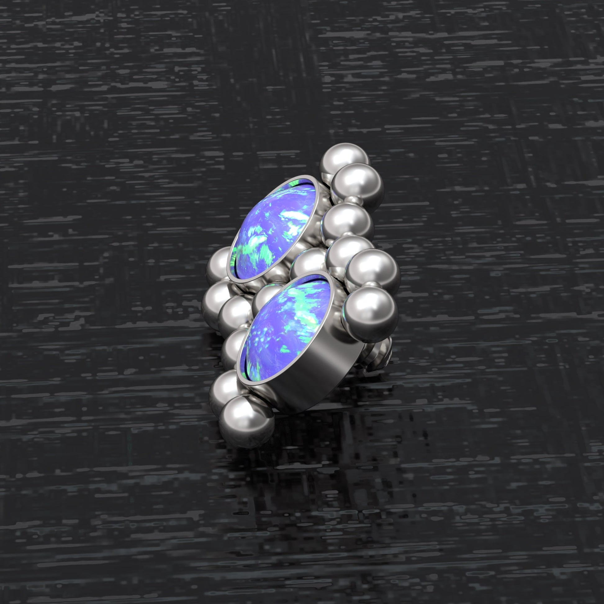 Surgical Steel Dermal Piercing Opal - TitaniumFashion