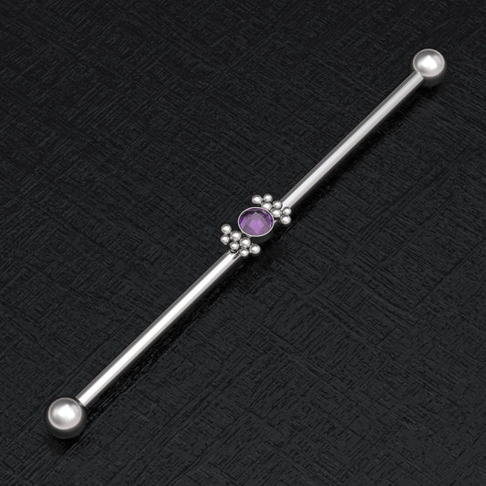 CZ Industrial Barbell Surgical Steel - TitaniumFashion