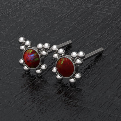 Opal Small Stud Earrings - TitaniumFashion