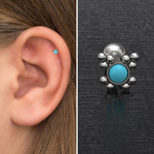 Titanium Conch Barbell Turquoise - TitaniumFashion
