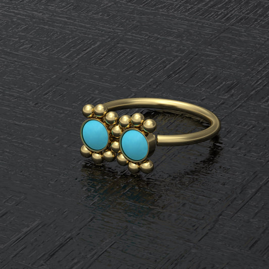 Surgical Steel Nose Hoop Turquoise - TitaniumFashion