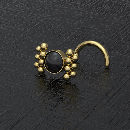 Onyx Nose Stud Screw - TitaniumFashion
