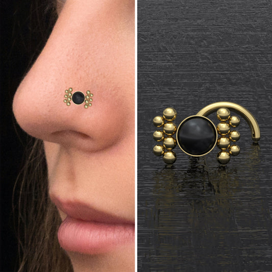 Onyx Nose Stud Screw - TitaniumFashion