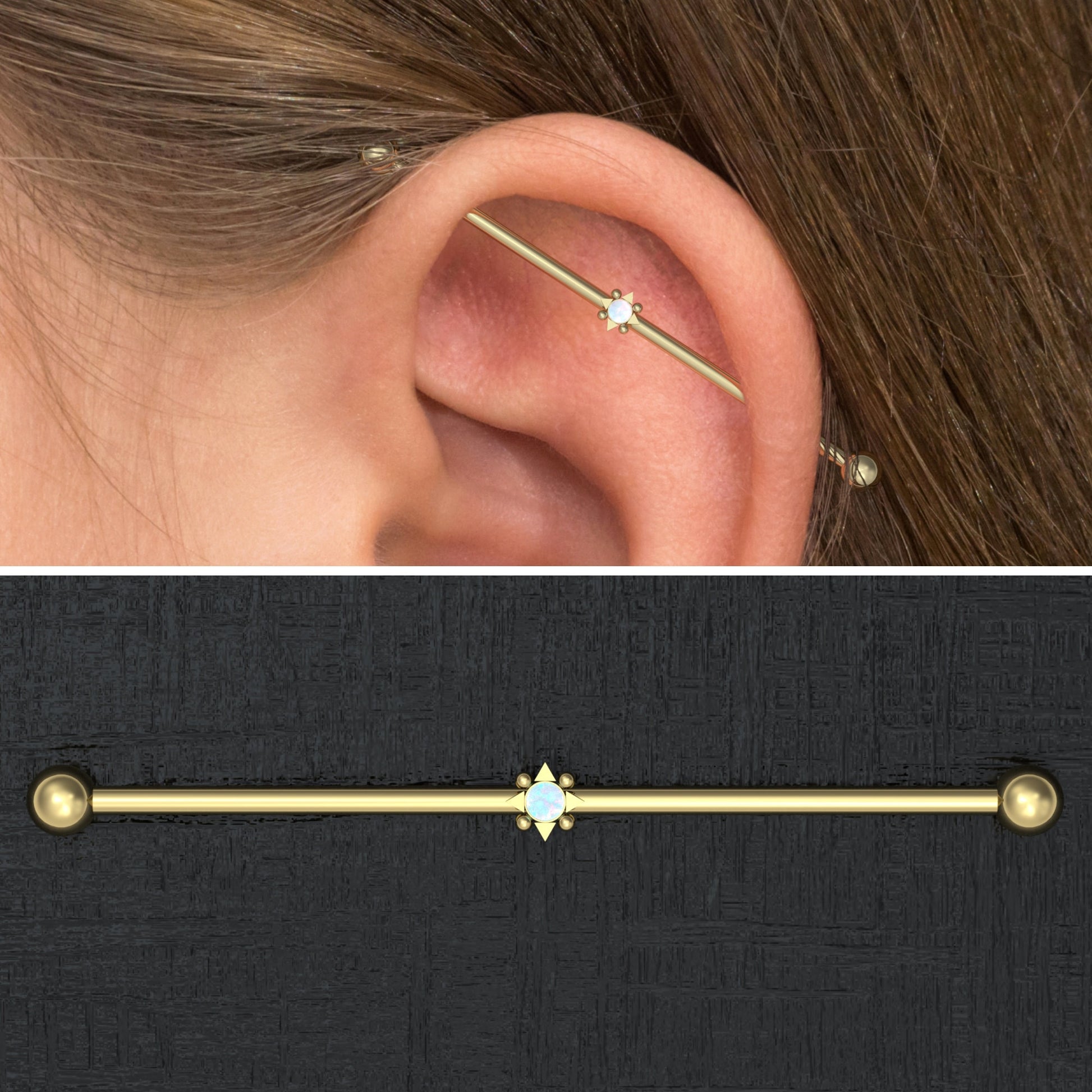 Surgical Steel Industrial Barbell 14g - TitaniumFashion