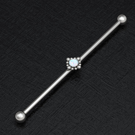 Opal Industrial Barbell 14g - TitaniumFashion