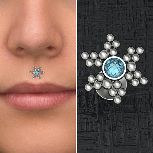 Titanium Lip Ring CZ - TitaniumFashion