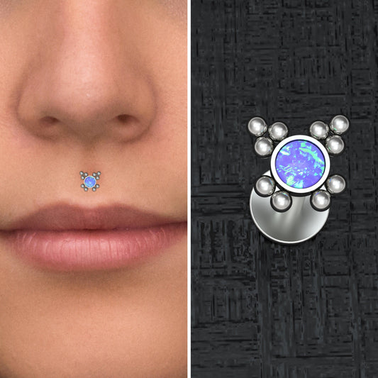 Titanium Lip Ring Opal - TitaniumFashion