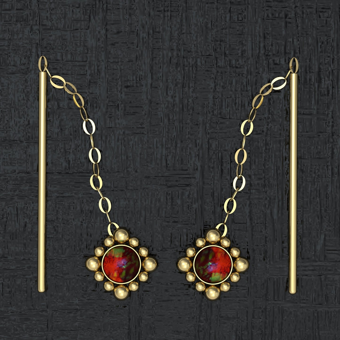 Drop Chain Earrings Opal - TitaniumFashion